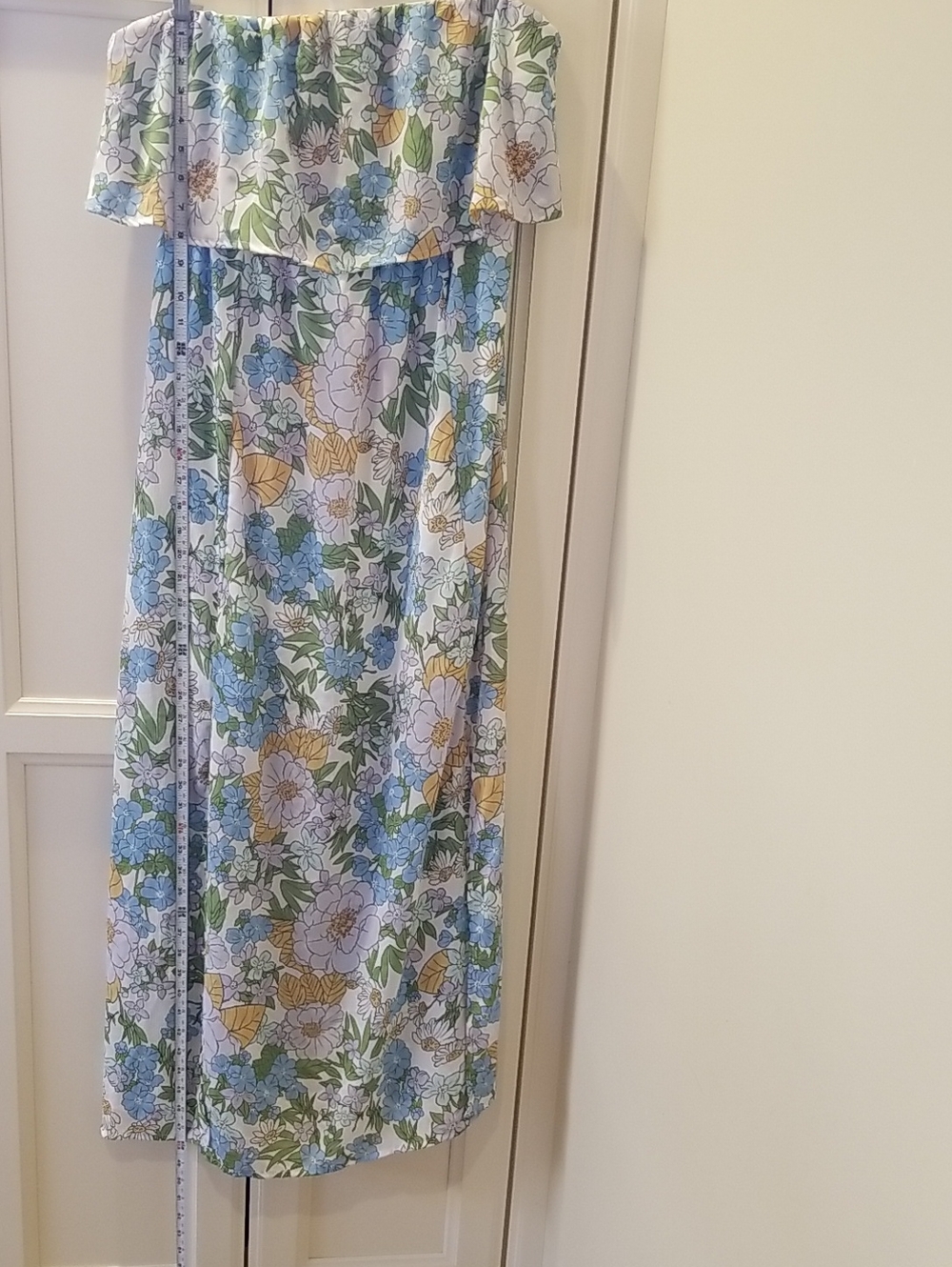 Dokotoo Floral Off-Shoulder Maxi Dress in Blue, Green & Yellow - Size L - Picture 2 of 11